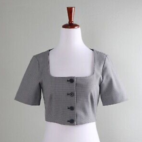 House of Harlow 1960 Tops - House of Harlow 1960 Gray Buttoned Crop Blouse